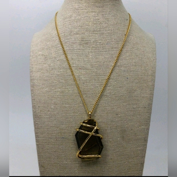 Robert Lee Morris Gold and Black Artistic Pendant Necklace - Picture 1 of 5
